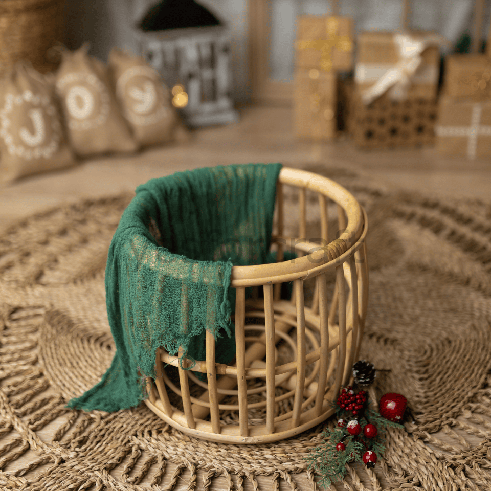 Rattan Yuvarlak Kulplu Sepet